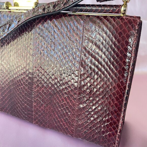 Vintage frame handbag purse clutch snakeskin Red - Picture 16 of 16